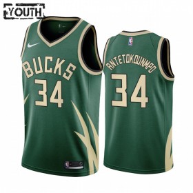 Camiseta Niños NBA Milwaukee Bucks Giannis Antetokounmpo 34 2020-21 Earned Edition Swingman